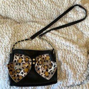 Betsey Johnson cheetah bow crossbody bag